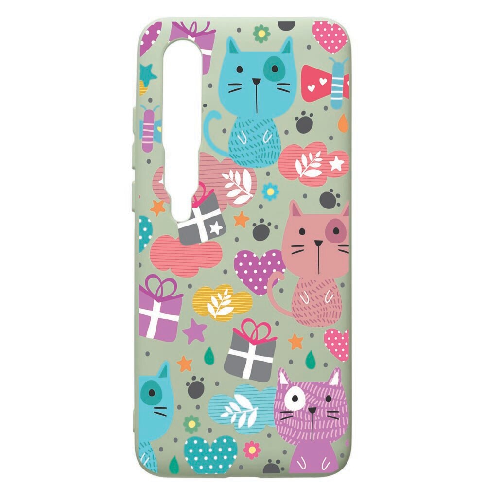 Husa de protectie Xiaomi Mi 10 / Mi 10 Pro, Lovely Cat, silicon, cu interiorul din material textil, protectie camera, Beryl, PGR41