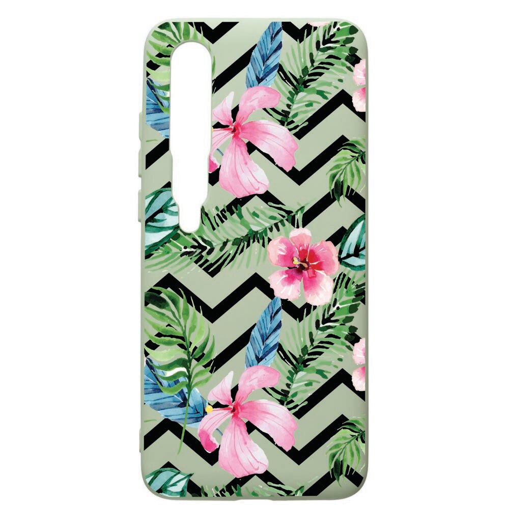 Husa de protectie Xiaomi Mi 10 / Mi 10 Pro, Tropical, silicon, cu interiorul din material textil, protectie camera, Beryl, PGR49