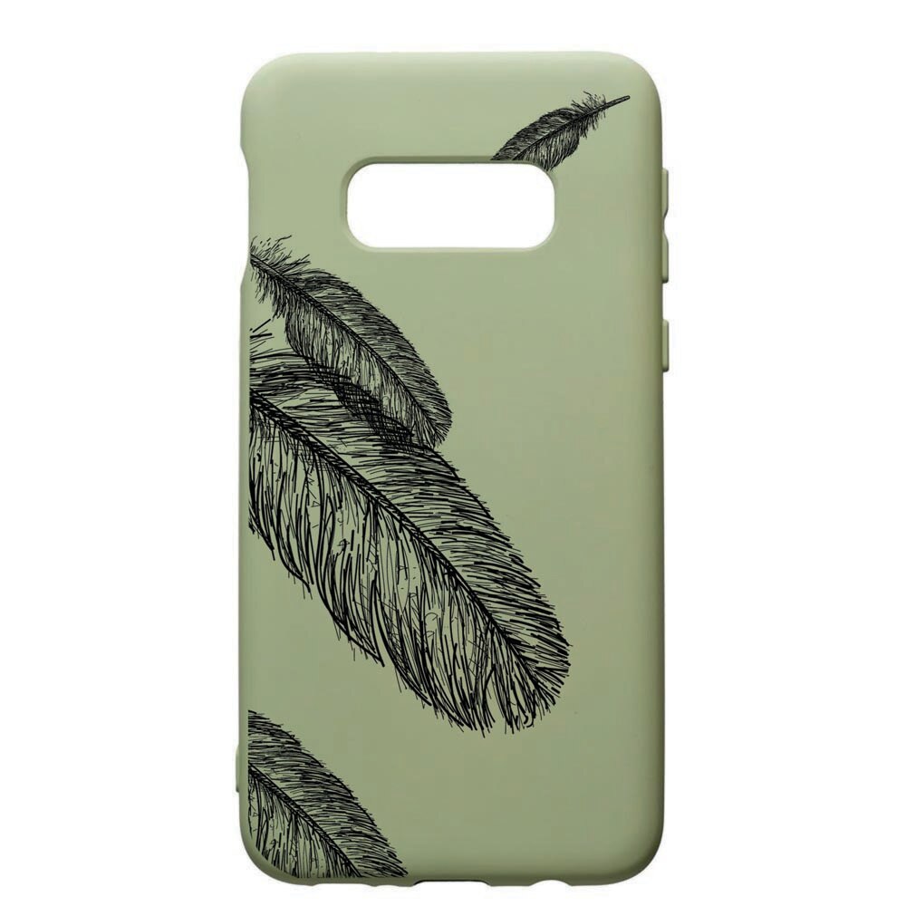 Husa de protectie Samsung Galaxy S10E, Feathers BW, silicon, cu interiorul din material textil, protectie camera, Beryl, PGR18