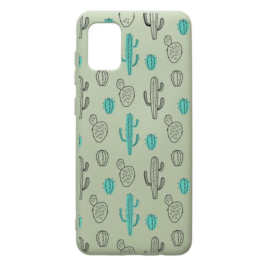 Husa de protectie Samsung Galaxy A31, Cactus, silicon, cu interiorul din material textil, protectie camera, Beryl, PGR84