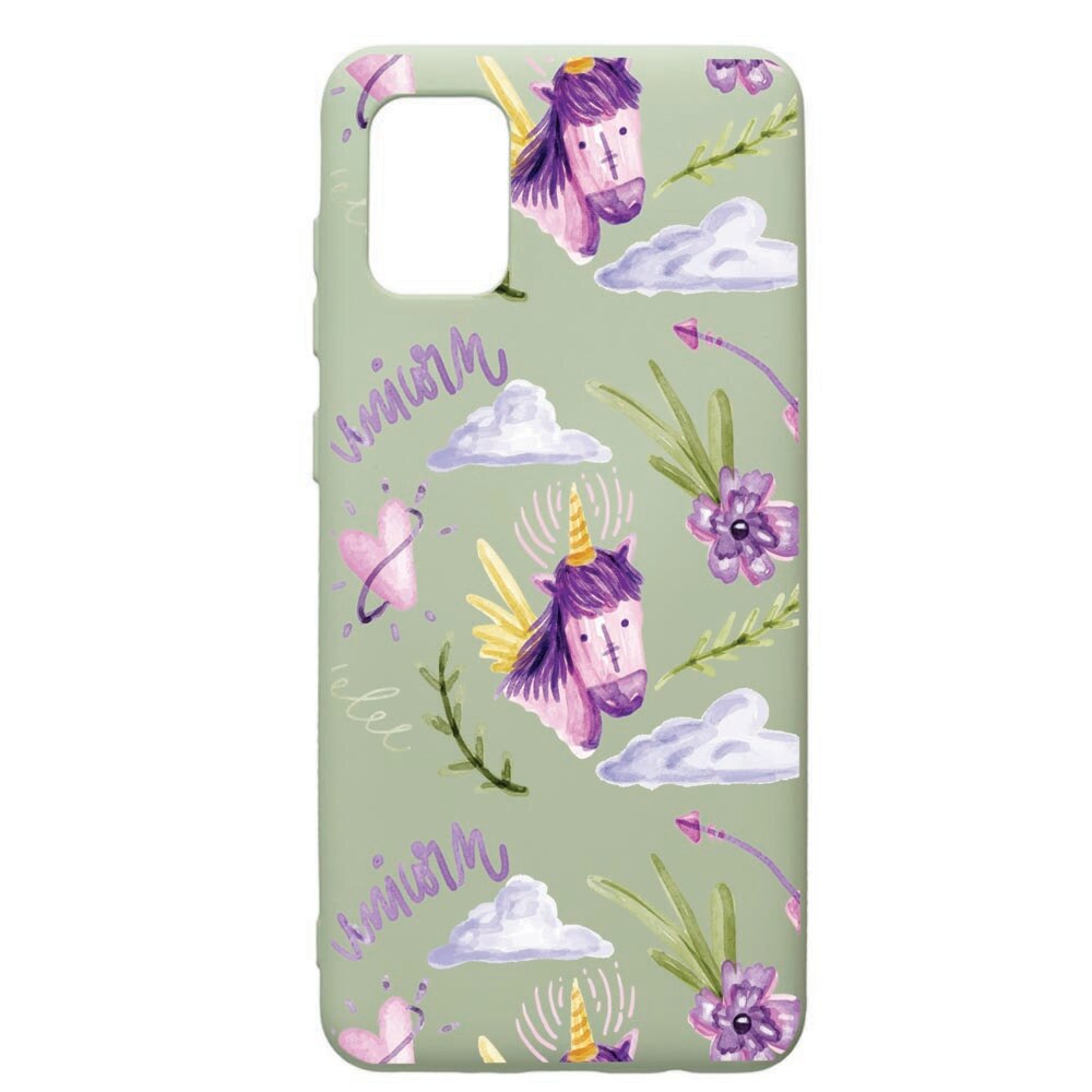 Husa de protectie Samsung Galaxy A71, Unicorn Pattern, silicon, cu interiorul din material textil, protectie camera, Beryl, PGR89