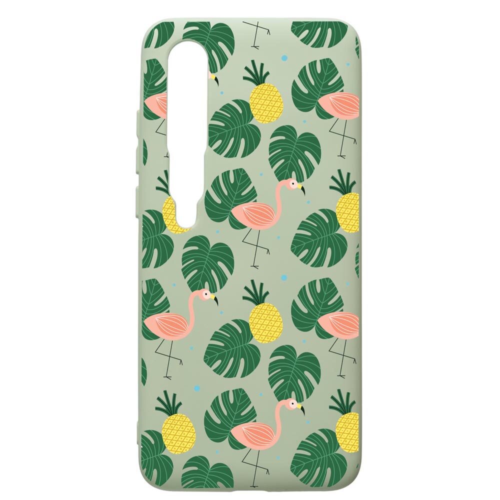 Husa de protectie Xiaomi Mi 10 / Mi 10 Pro, Tropical, silicon, cu interiorul din material textil, protectie camera, Beryl, PGR93