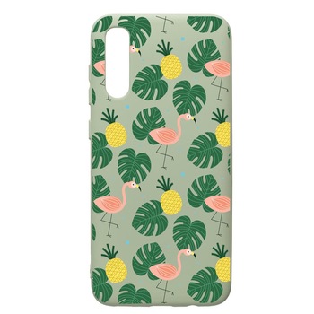 Husa de protectie Samsung Galaxy A70, Tropical, silicon, cu interiorul din material textil, protectie camera, Beryl, PGR93 Husa de protectie Samsung Galaxy A70, Tropical, silicon, cu interiorul din material textil, protectie camera, Beryl, PGR93
