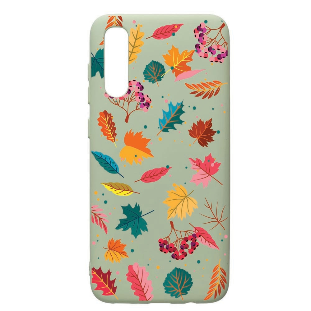 Husa de protectie Samsung Galaxy A70, Feathers, silicon, cu interiorul din material textil, protectie camera, Beryl, PGR99