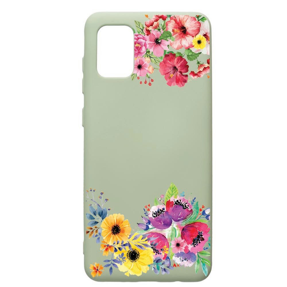 Husa de protectie Samsung Galaxy A31, Flower, silicon, cu interiorul din material textil, protectie camera, Beryl, PGR56