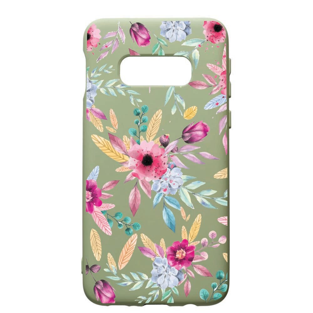 Husa de protectie Samsung Galaxy S10E, Happy Flowers, silicon, cu interiorul din material textil, protectie camera, Beryl, PGR69