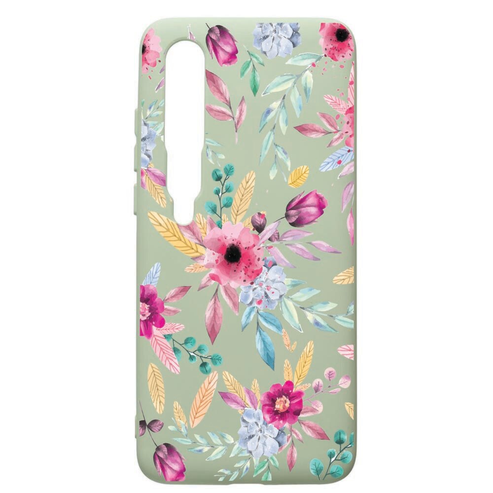 Husa de protectie Xiaomi Mi 10 / Mi 10 Pro, Happy Flowers, silicon, cu interiorul din material textil, protectie camera, Beryl, PGR69