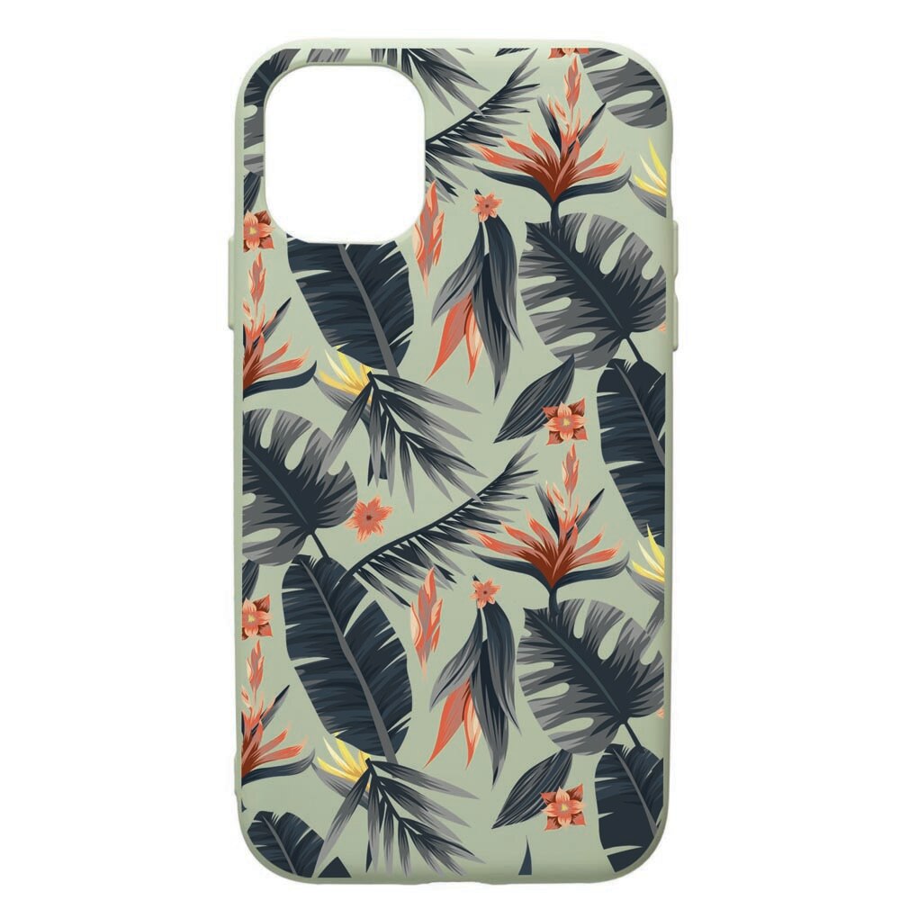 Husa de protectie Apple iPhone 11 Pro, Tropical Pattern, silicon, cu interiorul din material textil, protectie camera, Beryl, PGR88