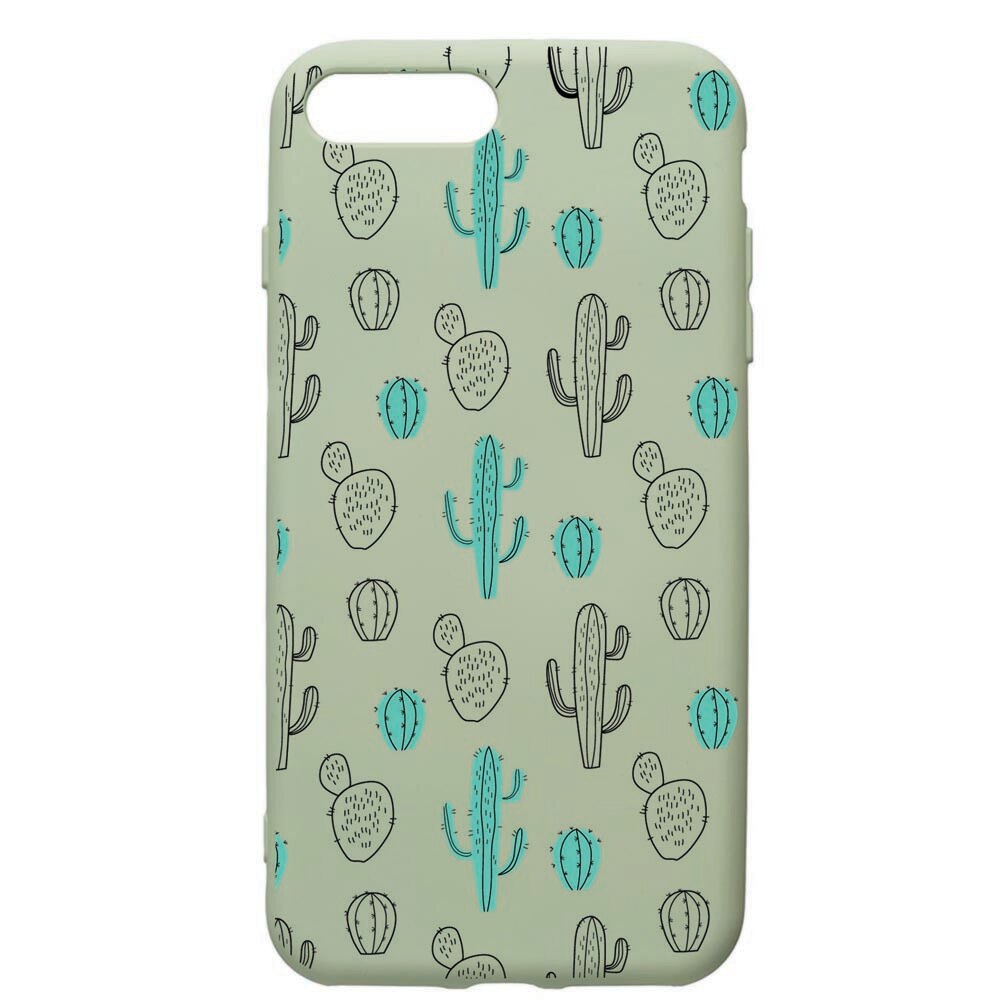 Husa de protectie Apple iPhone 8 Plus / iPhone 7 Plus, Cactus, silicon, cu interiorul din material textil, protectie camera, Beryl, PGR84