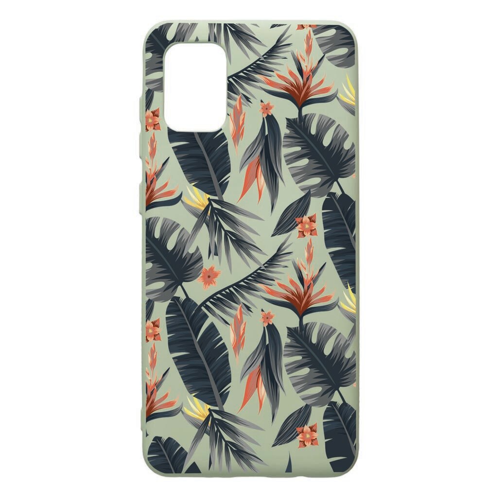 Husa de protectie Samsung Galaxy A71, Tropical Pattern, silicon, cu interiorul din material textil, protectie camera, Beryl, PGR88