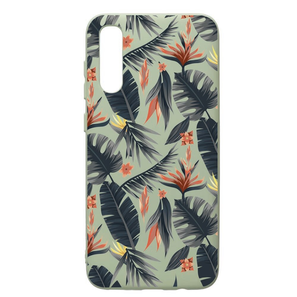 Husa de protectie Samsung Galaxy A70, Tropical Pattern, silicon, cu interiorul din material textil, protectie camera, Beryl, PGR88