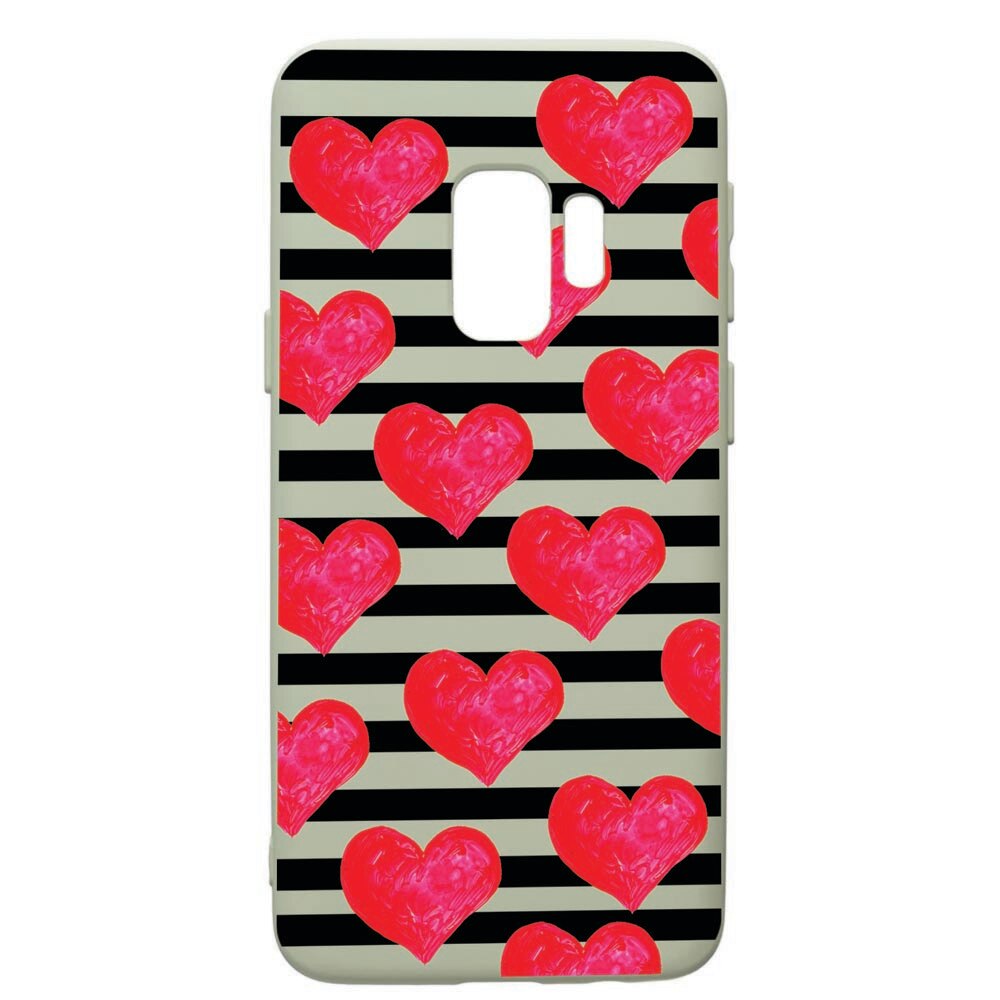 Husa de protectie Samsung Galaxy S9, Red Hearts, silicon, cu interiorul din material textil, protectie camera, Beryl, PGR102