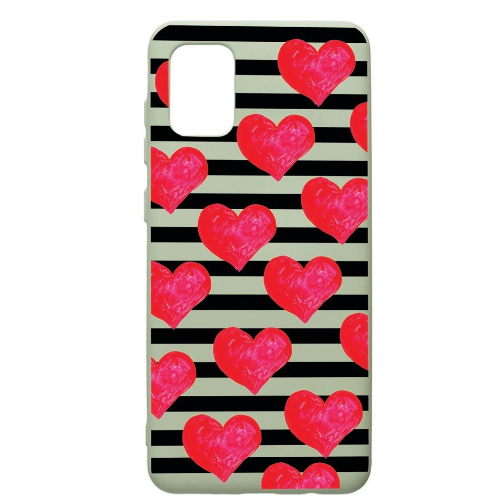 Husa de protectie Samsung Galaxy A71, Red Hearts, silicon, cu interiorul din material textil, protectie camera, Beryl, PGR102
