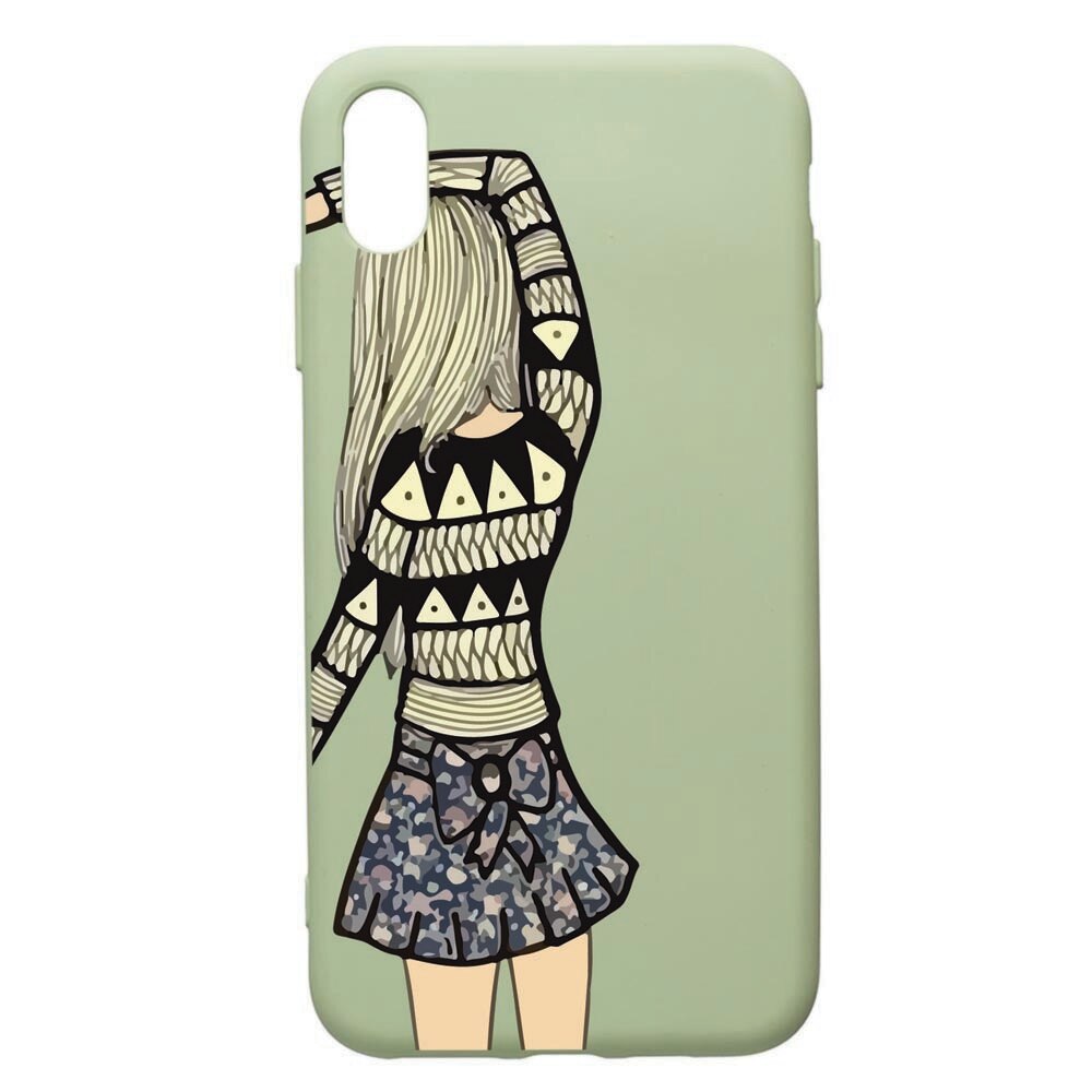 Husa de protectie Apple iPhone XS / X, Girl, silicon, cu interiorul din material textil, protectie camera, Beryl, PGR187
