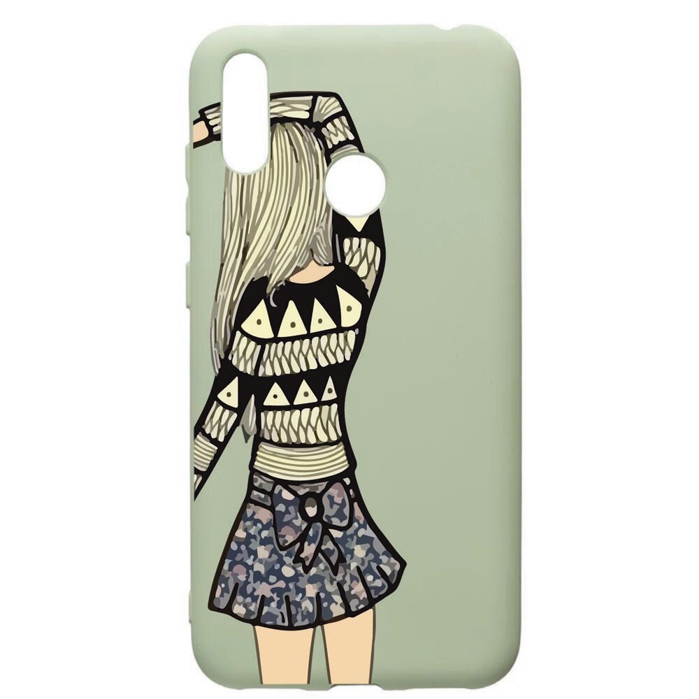 Husa de protectie Huawei Y7 2019, Girl, silicon, cu interiorul din material textil, protectie camera, Beryl, PGR187