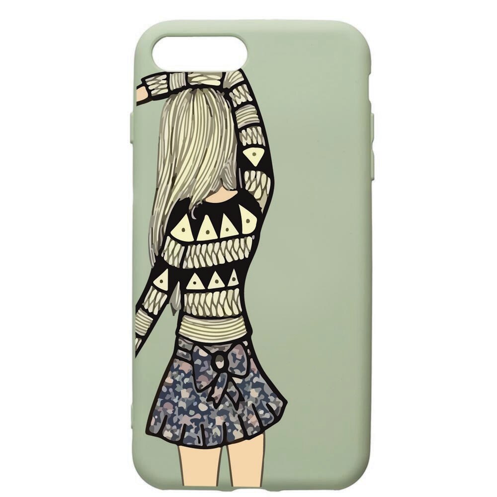 Husa de protectie Apple iPhone 8 Plus / iPhone 7 Plus, Girl, silicon, cu interiorul din material textil, protectie camera, Beryl, PGR187