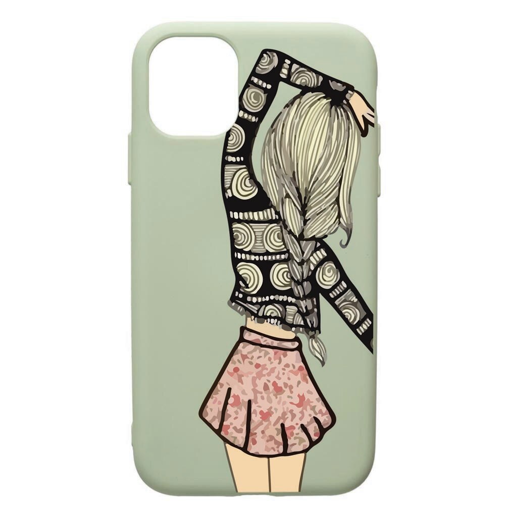 Husa de protectie Apple iPhone 11, Girl, silicon, cu interiorul din material textil, protectie camera, Beryl, PGR188