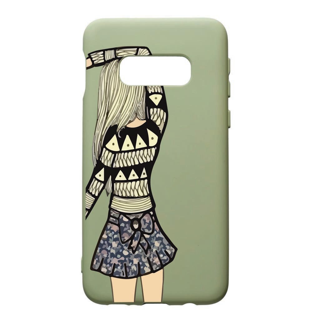 Husa de protectie Samsung Galaxy S10, Girl, silicon, cu interiorul din material textil, protectie camera, Beryl, PGR187