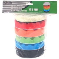 set bureti hofftech rezerva masina polish auto cu taler de 125mm contine 5 discuri cu diferite clase de abraziune si o calota imagen 1_0_
0