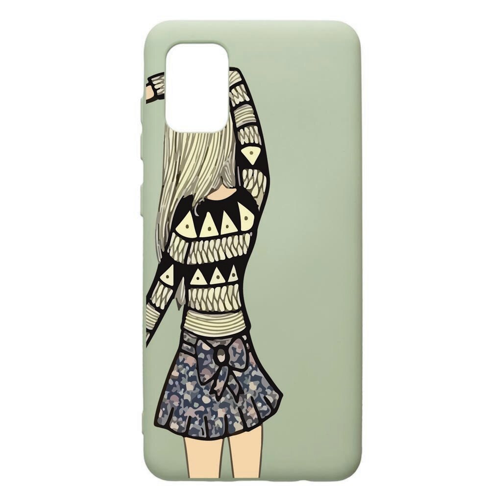 Husa de protectie Samsung Galaxy A71, Girl, silicon, cu interiorul din material textil, protectie camera, Beryl, PGR187