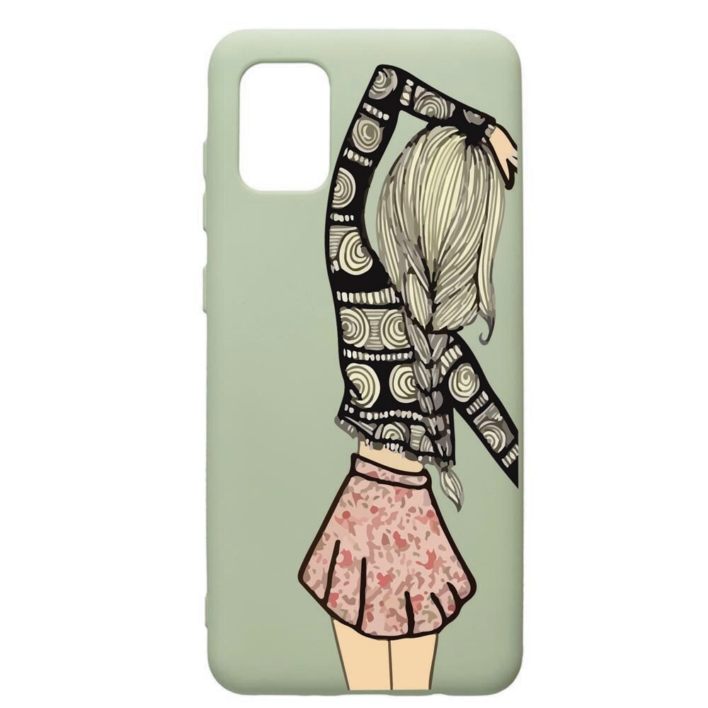 Husa de protectie Samsung Galaxy A41, Girl, silicon, cu interiorul din material textil, protectie camera, Beryl, PGR188