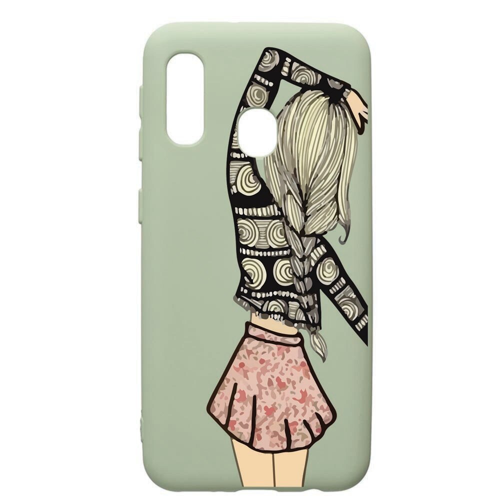 Husa de protectie Samsung Galaxy A20e, Girl, silicon, cu interiorul din material textil, protectie camera, Beryl, PGR188