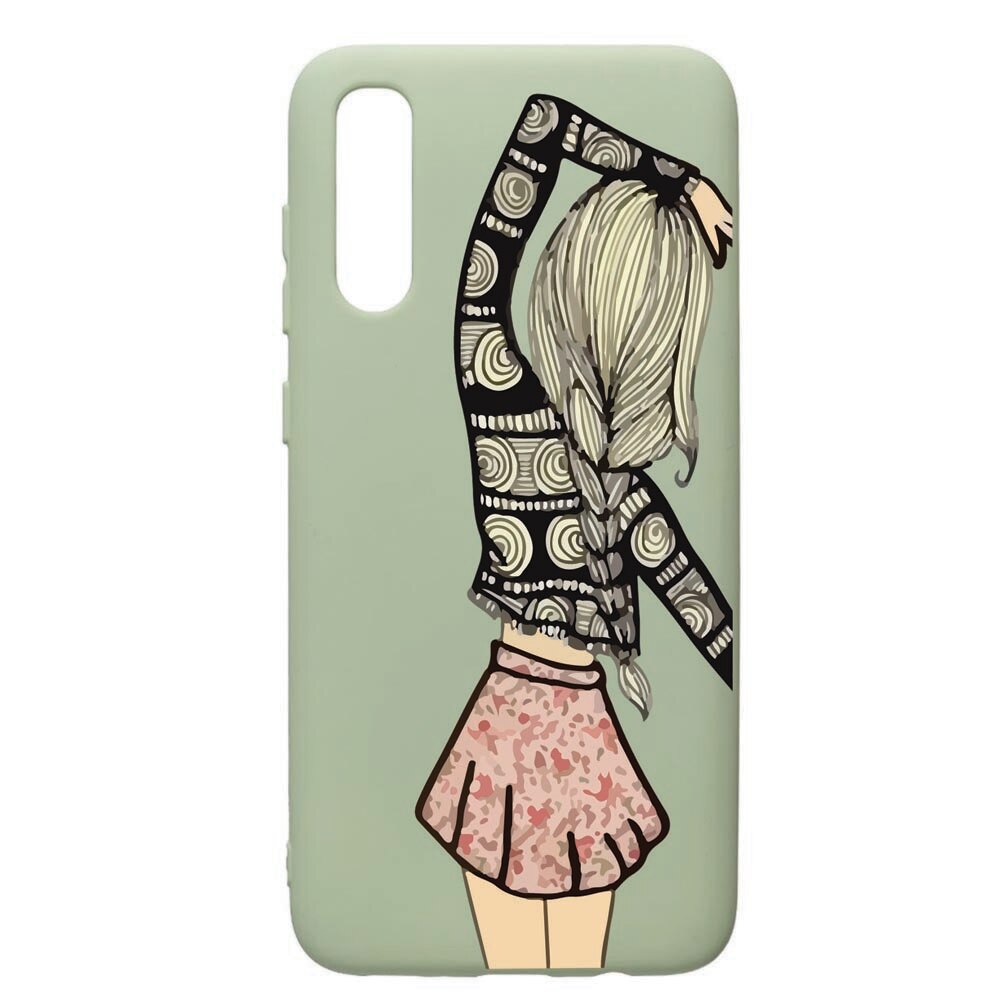 Husa de protectie Samsung Galaxy A70, Girl, silicon, cu interiorul din material textil, protectie camera, Beryl, PGR188