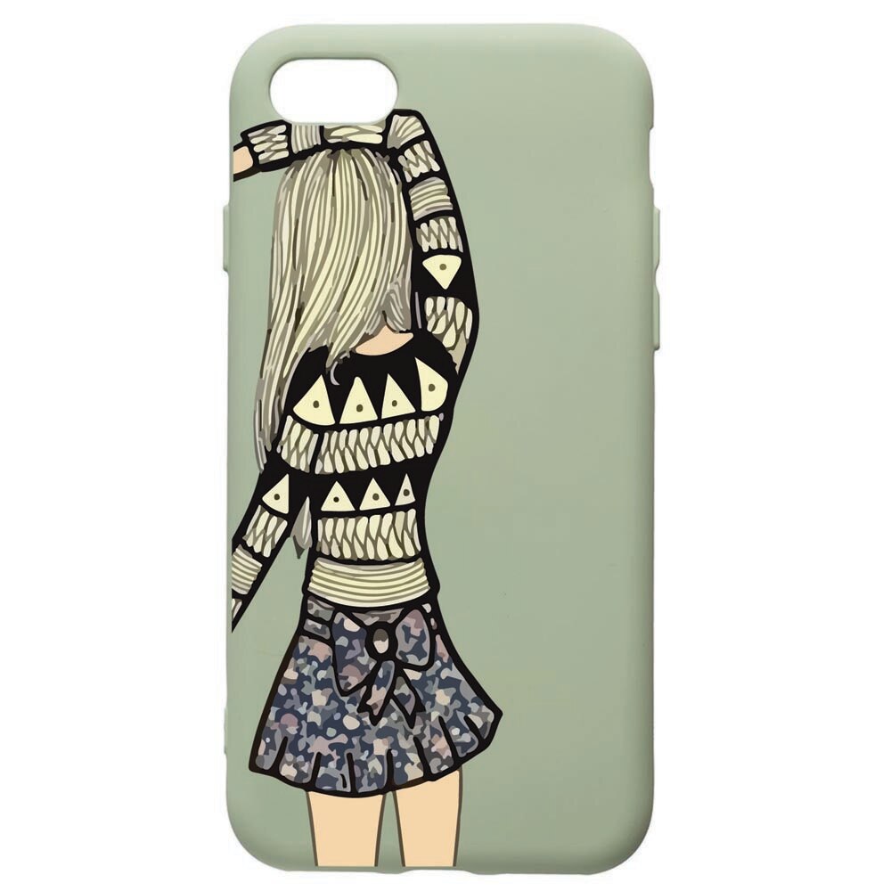 Husa de protectie Apple iPhone SE 2 / iPhone 8 / iPhone 7, Girl, silicon, cu interiorul din material textil, protectie camera, Beryl, PGR187