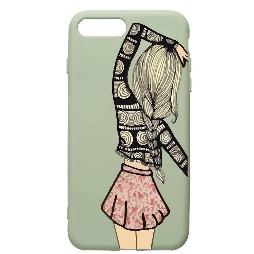 Husa de protectie Apple iPhone 8 Plus / iPhone 7 Plus, Girl, silicon, cu interiorul din material textil, protectie camera, Beryl, PGR188