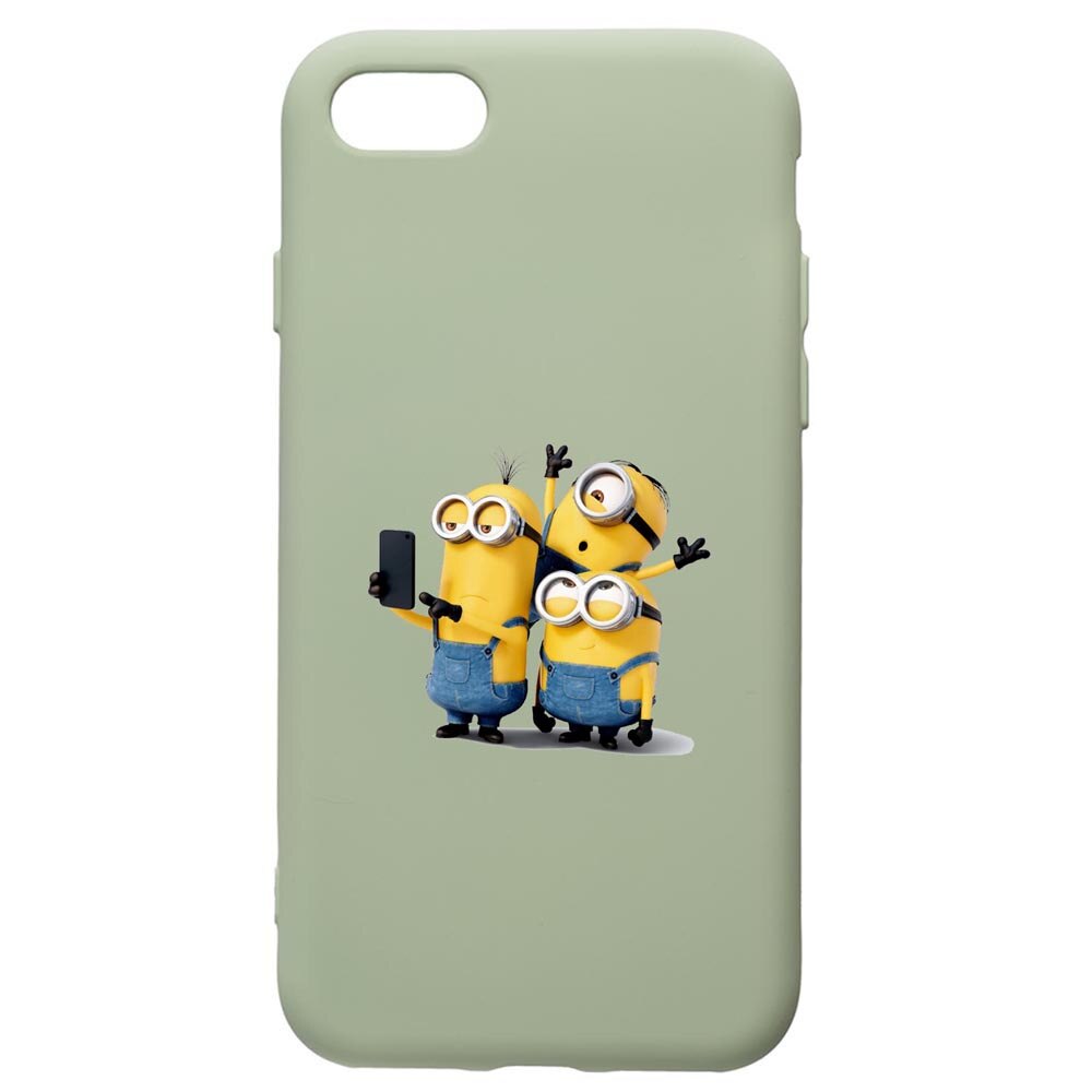 Husa de protectie Apple iPhone SE 2 / iPhone 8 / iPhone 7, Minions, silicon, cu interiorul din material textil, protectie camera, Beryl, PGR207