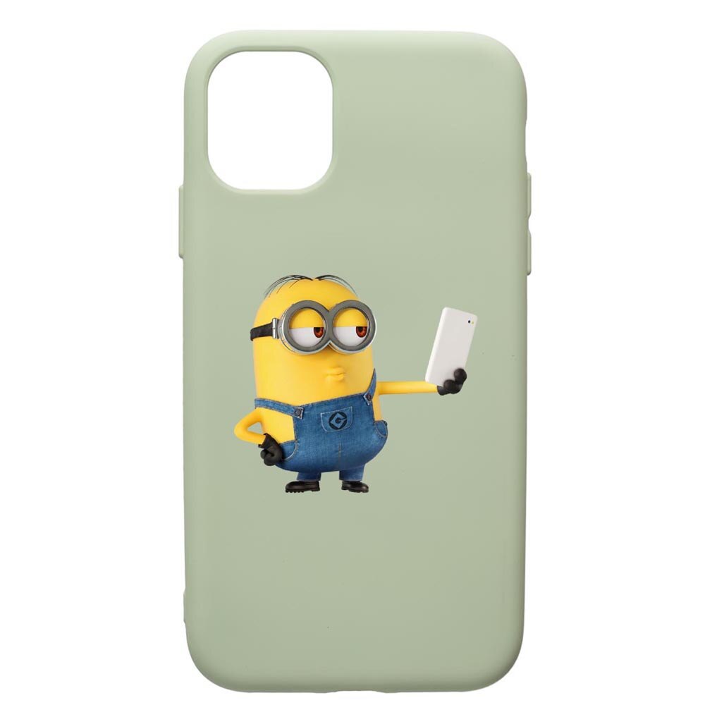 Husa de protectie Apple iPhone 12 Mini, Minion Selfie, silicon, cu interiorul din material textil, protectie camera, Beryl, PGR211