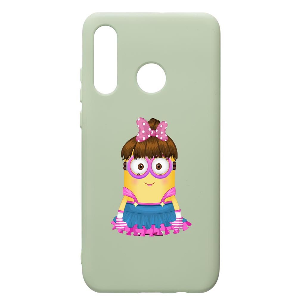 Husa de protectie Huawei P30 Lite, Minion Girl, silicon, cu interiorul din material textil, protectie camera, Beryl, PGR208