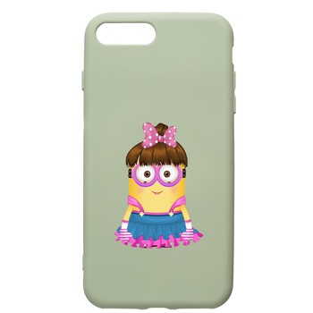 Husa de protectie Apple iPhone 8 Plus / iPhone 7 Plus, Minion Girl, silicon, cu interiorul din material textil, protectie camera, Beryl, PGR208 Husa de protectie Apple iPhone 8 Plus / iPhone 7 Plus, Minion Girl, silicon, cu interiorul din material textil, protectie camera, Beryl, PGR208