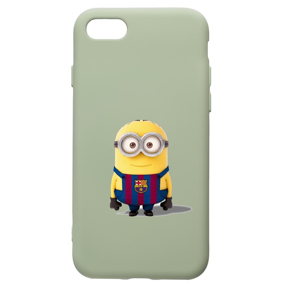Husa de protectie Apple iPhone SE 2 / iPhone 8 / iPhone 7, Minion Football, silicon, cu interiorul din material textil, protectie camera, Beryl, PGR212
