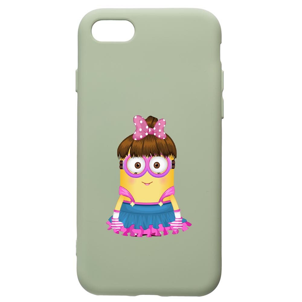 Husa de protectie Apple iPhone SE 2 / iPhone 8 / iPhone 7, Minion Girl, silicon, cu interiorul din material textil, protectie camera, Beryl, PGR208
