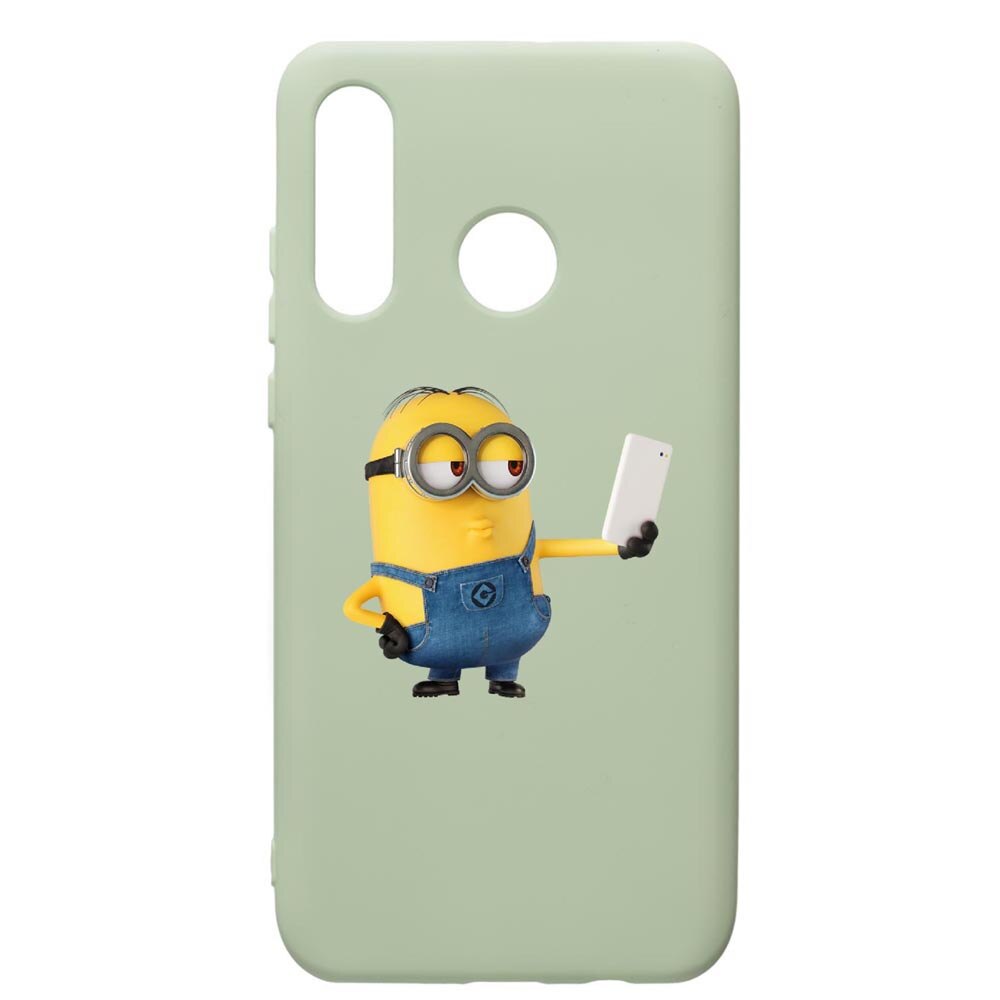 Husa de protectie Huawei P30 Lite, Minion Selfie, silicon, cu interiorul din material textil, protectie camera, Beryl, PGR211