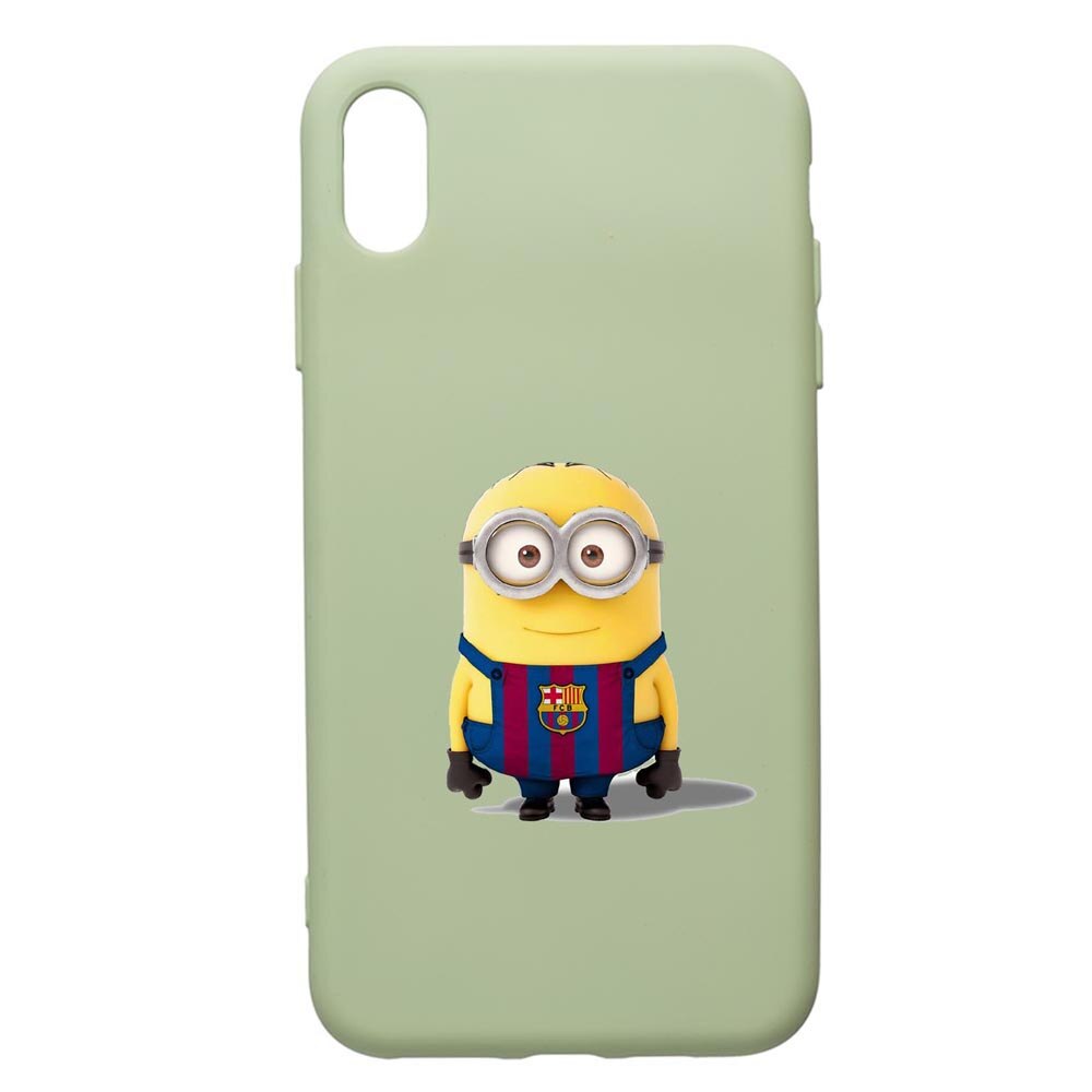 Husa de protectie Apple iPhone XS / X, Minion Football, silicon, cu interiorul din material textil, protectie camera, Beryl, PGR212