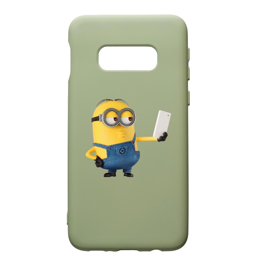 Husa de protectie Samsung Galaxy S10E, Minion Selfie, silicon, cu interiorul din material textil, protectie camera, Beryl, PGR211