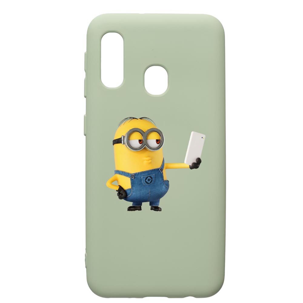 Husa de protectie Samsung Galaxy A40, Minion Selfie, silicon, cu interiorul din material textil, protectie camera, Beryl, PGR211