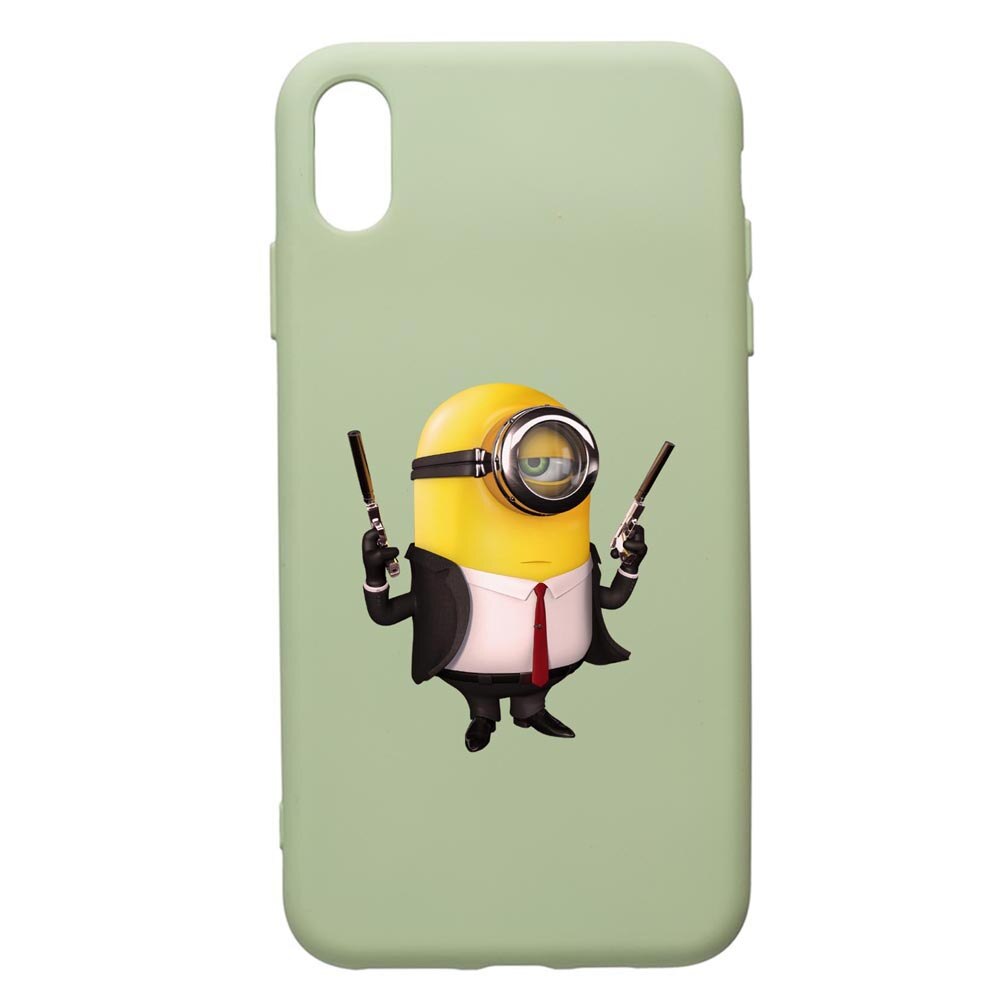 Husa de protectie Apple iPhone XR, Minion Hitman, silicon, cu interiorul din material textil, protectie camera, Beryl, PGR214