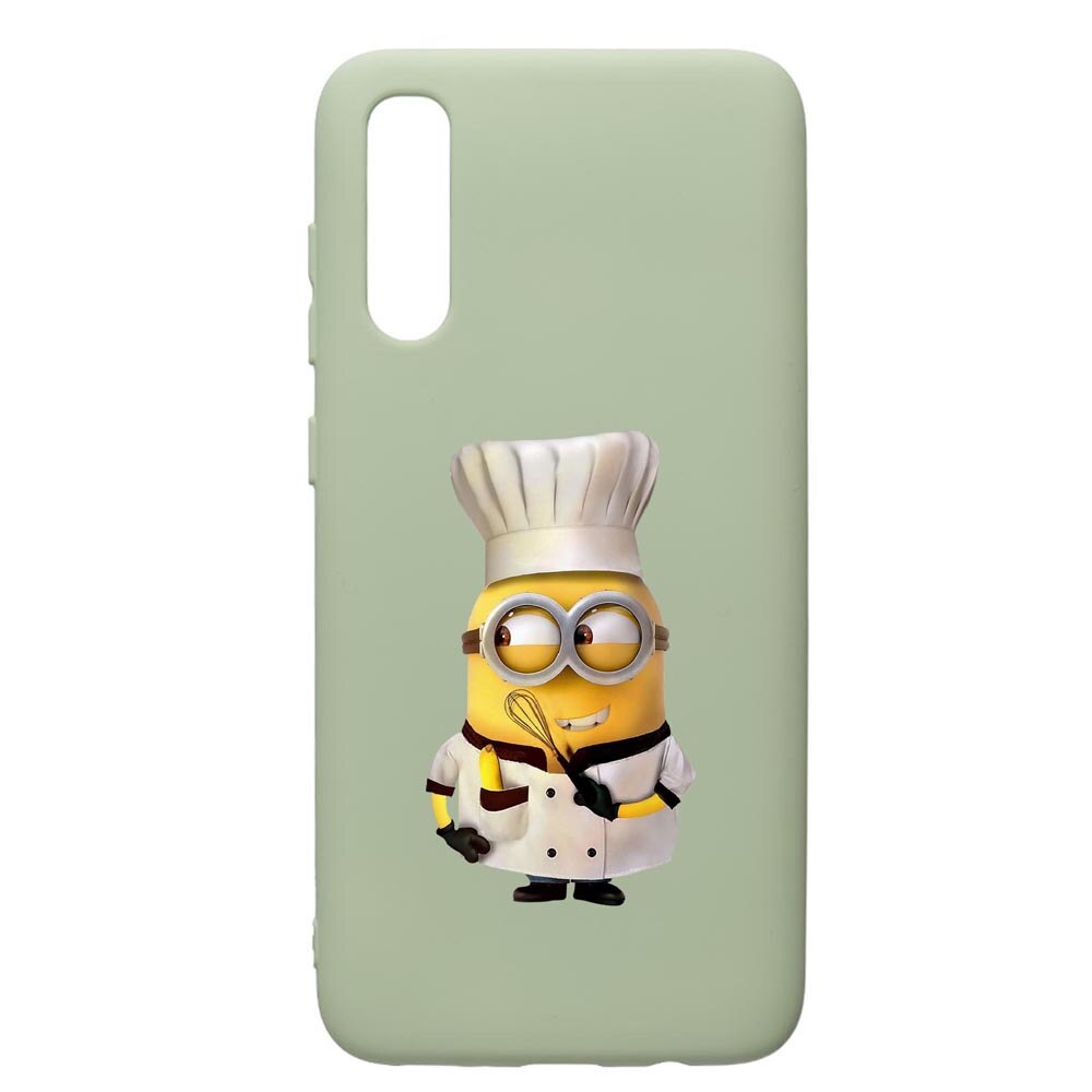 Husa de protectie Samsung Galaxy A70, Minion Chef, silicon, cu interiorul din material textil, protectie camera, Beryl, PGR215