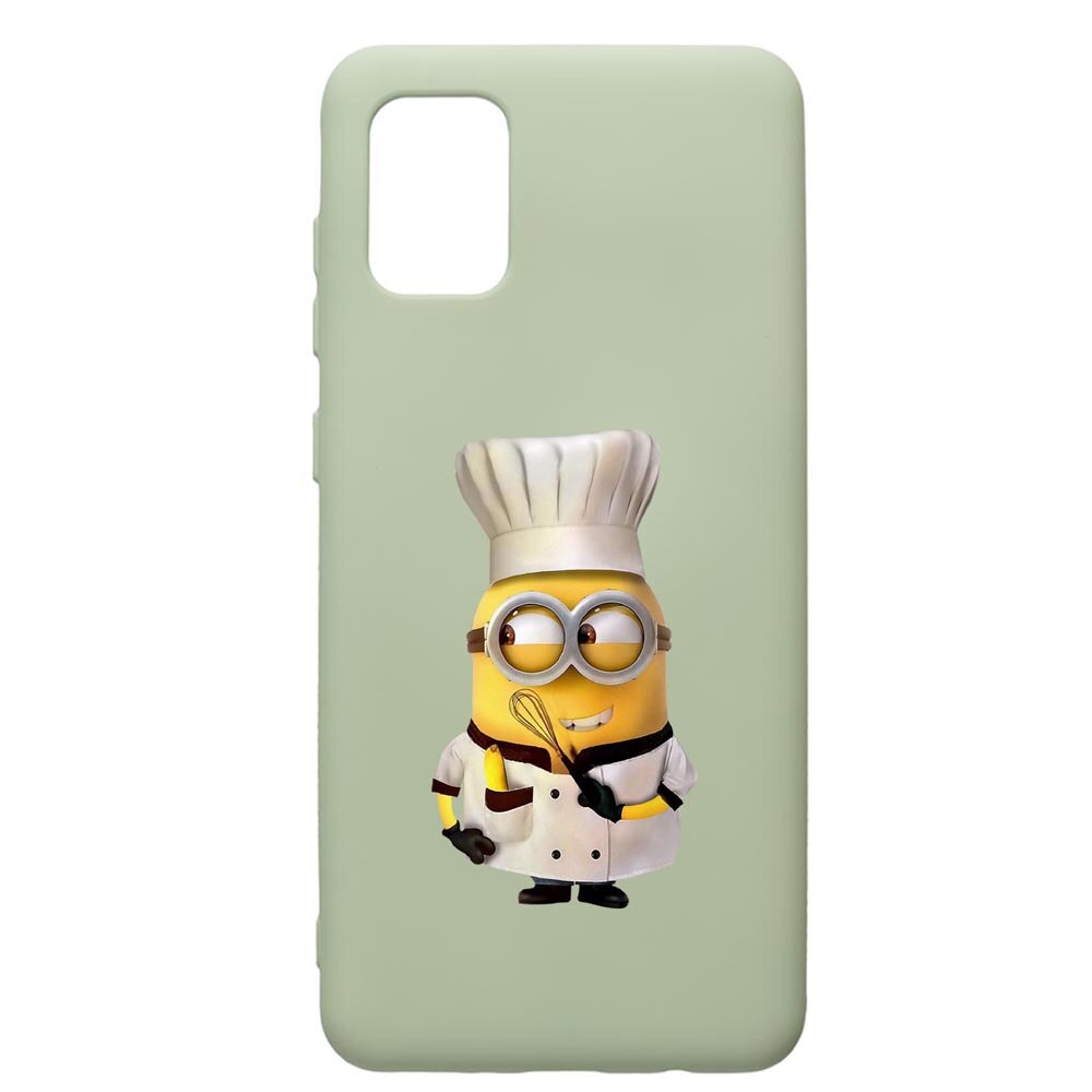 Husa de protectie Samsung Galaxy A41, Minion Chef, silicon, cu interiorul din material textil, protectie camera, Beryl, PGR215