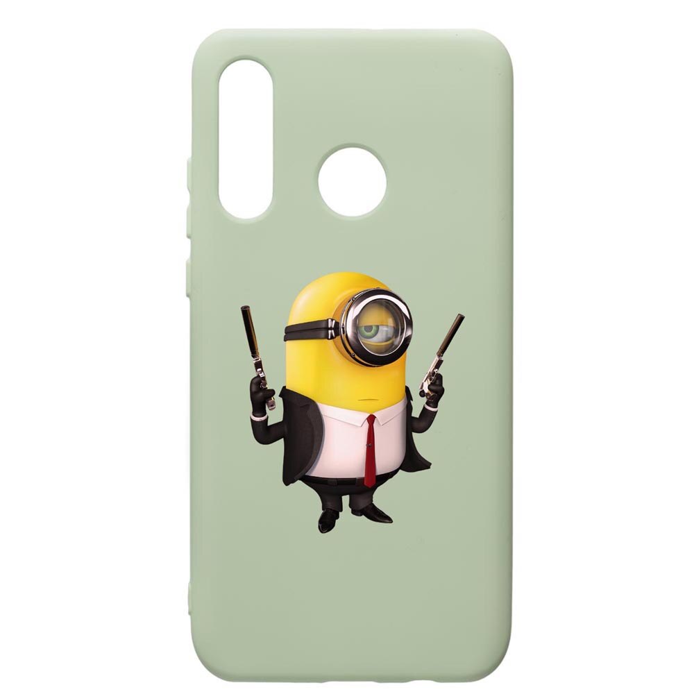 Husa de protectie Huawei P30 Lite, Minion Hitman, silicon, cu interiorul din material textil, protectie camera, Beryl, PGR214