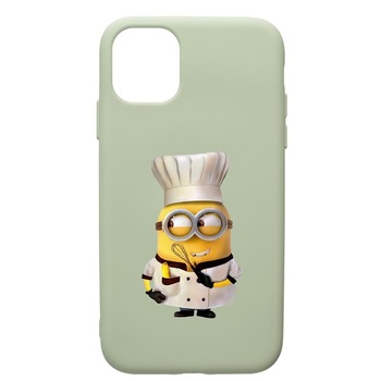 Husa de protectie Apple iPhone 12, Minion Chef, silicon, cu interiorul din material textil, protectie camera, Beryl, PGR215 Husa de protectie Apple iPhone 12, Minion Chef, silicon, cu interiorul din material textil, protectie camera, Beryl, PGR215