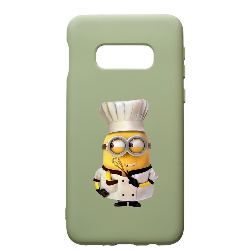 Husa de protectie Samsung Galaxy S10, Minion Chef, silicon, cu interiorul din material textil, protectie camera, Beryl, PGR215