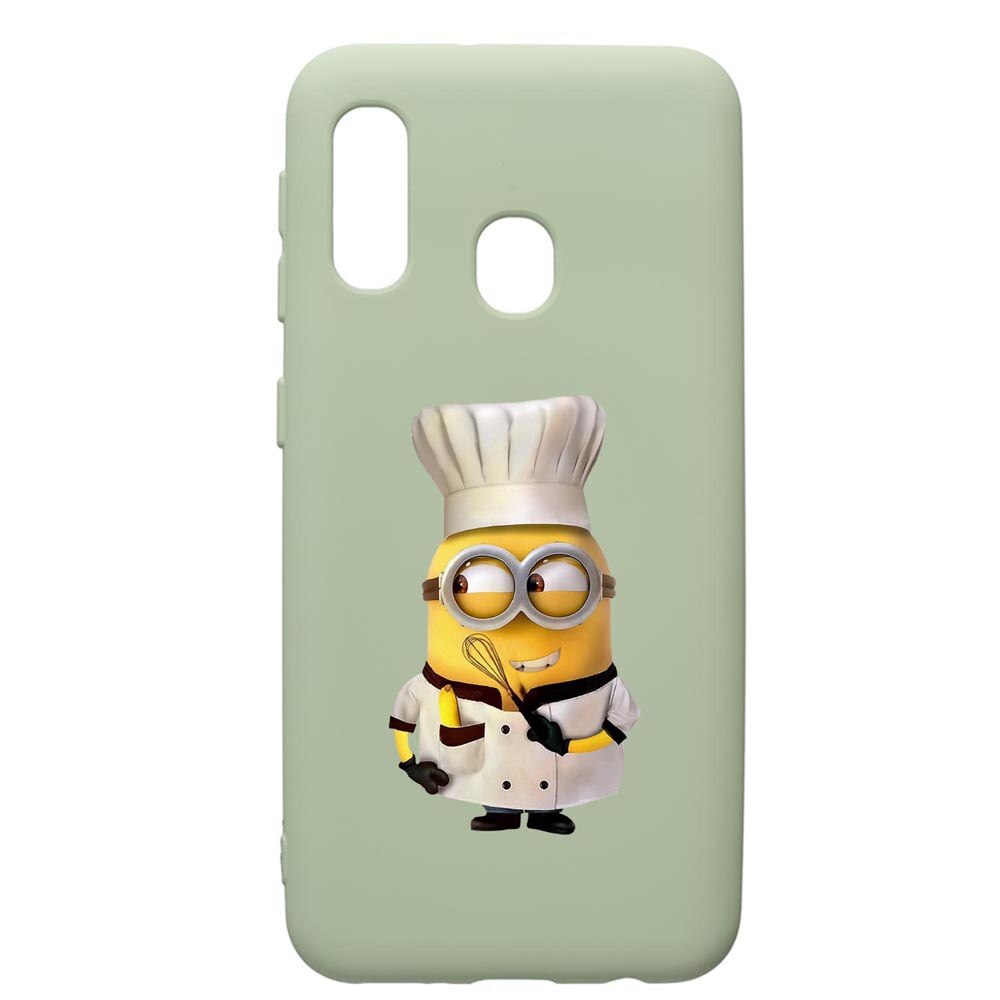 Husa de protectie Samsung Galaxy A40, Minion Chef, silicon, cu interiorul din material textil, protectie camera, Beryl, PGR215