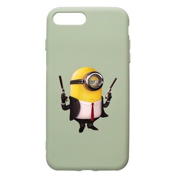 Husa de protectie Apple iPhone 8 Plus / iPhone 7 Plus, Minion Hitman, silicon, cu interiorul din material textil, protectie camera, Beryl, PGR214 Husa de protectie Apple iPhone 8 Plus / iPhone 7 Plus, Minion Hitman, silicon, cu interiorul din material textil, protectie camera, Beryl, PGR214