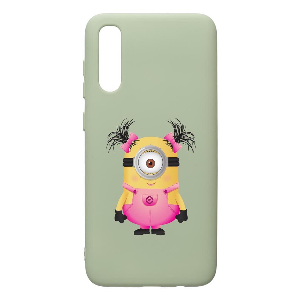 Husa de protectie Samsung Galaxy A70, Minion Girl, silicon, cu interiorul din material textil, protectie camera, Beryl, PGR213