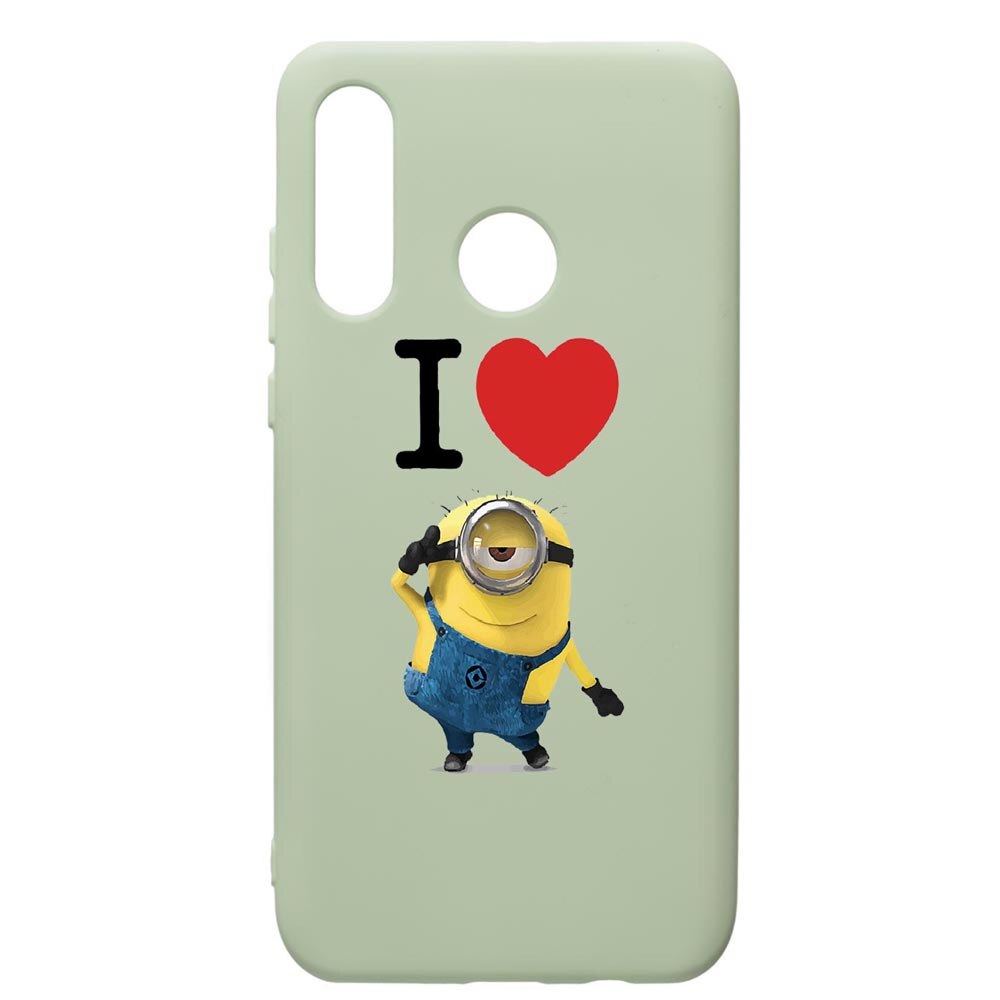 Husa de protectie Huawei P30 Lite, I Love Minion, silicon, cu interiorul din material textil, protectie camera, Beryl, PGR216