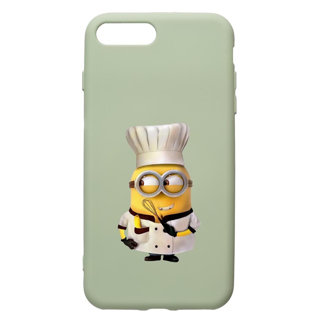Husa de protectie Apple iPhone 8 Plus / iPhone 7 Plus, Minion Chef, silicon, cu interiorul din material textil, protectie camera, Beryl, PGR215